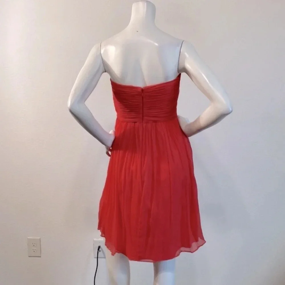 J.Crew Orange Silk Chiffon Strapless Knee Length Cocktail Strapless Dress Size 4